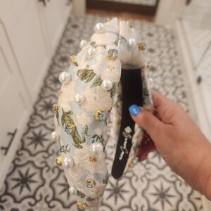 Brianna Cannon Blue floral pearl headband NWT
